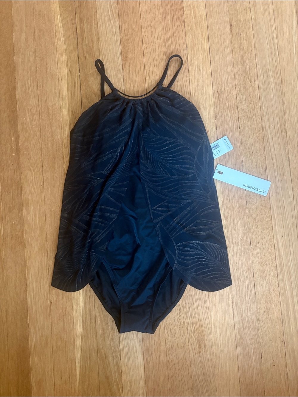 Magicsuit Black Metallic Leaf-Print High Neck One-Piece Swimsuit